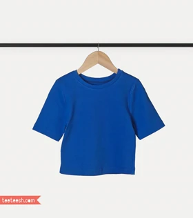 کراپ آستین کوتاه آبی