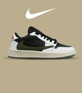 کفش کتانی مردانه کرم مشکی سفید زیتونی NIKE travis scott مدل 5736