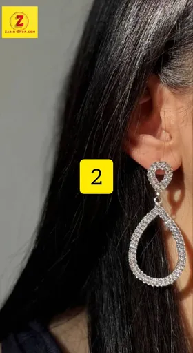 گوشواره بلند جواهری نگینی زنانه