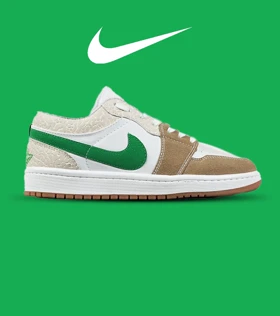 کفش کتانی مردانه و زنانه سفید کرم سبز NIKE jordan 1 مدل 7455