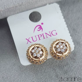 گوشواره ژوپینگ مدل گل گوش نگین‌دار 20008