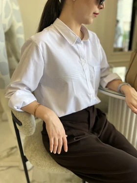 شومیز سفید بیسیک زنانه کد 1010