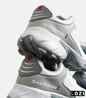کفش کتانی مردانه و زنانه سفید طوسی سالومون Salomon z flex connect مدل 6948