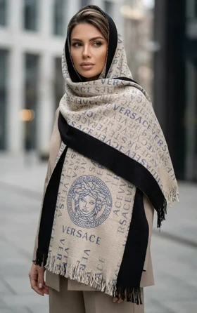 خرید شال بافت طرح ورساچه مدل مدوسا (بافت ریز و گرم)