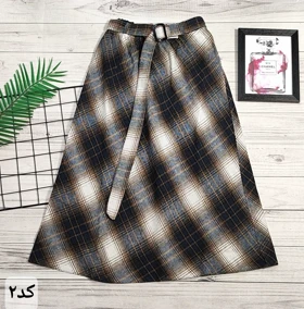 دامن چهارخونه پشمی قد 75 کد 50129 (کد 2)