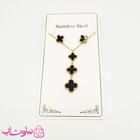 ست گوشواره و گردنبند دخترانه ونکلیف مشکی