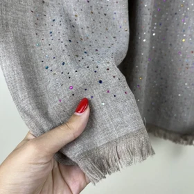 شال پاییزه موهر دستک نگین 20538 (خاکی روشن)