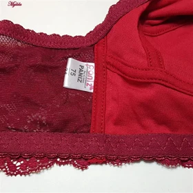 سوتین زنانه پانیذ زرشکی مدل بدون فنر کد 66327