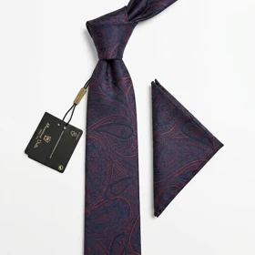 کراوات و پوشت دستدوز طرح جقه مثلثی برند Massimo Dutti