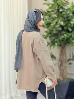 مانتو کتان جیب پاکتی بیتا