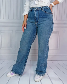 خرید شلوار نیم بگ آبی اقیانوسی زنانه Ocean Blue Semi Baggy Jeans کد 913200