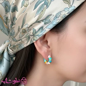 گوشواره دخترانه YSX مدل حلقه‌ای رنگی کد 2991
