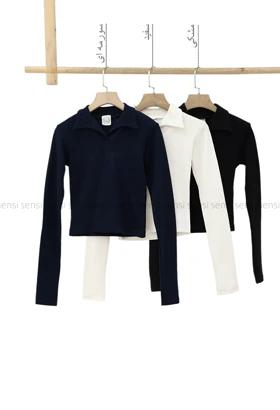 کراپ کبریتی کشی یقه دار کد1005074