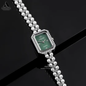 ساعت کارتیه بند مروارید Cartier A80 (سبز)