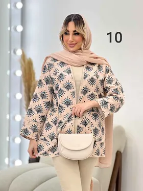 مانتو طرح دار نوار دوزی دو جیب