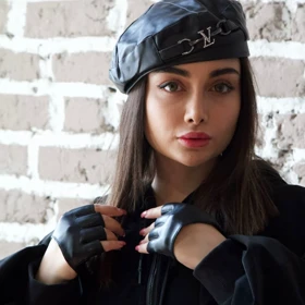 دستکش چرم مشکی مینی