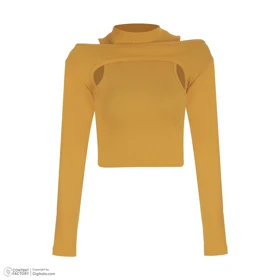کراپ تاپ زنانه پپا مدل Layer رنگ زرد