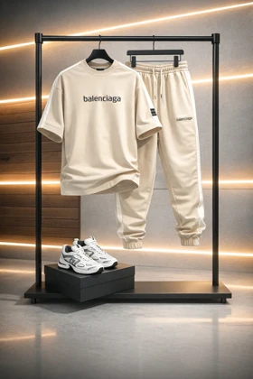 ست تیشرت و شلوار مردانه بنگال کش Balenciaga-کرم