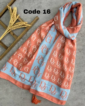 شال نخ پنبه رنگ هلویی 3582