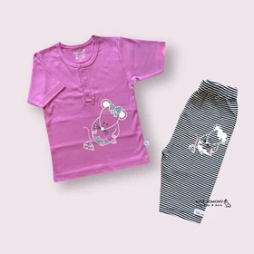 آستین کوتاه و شورت نوزادی طرح موش به آوران