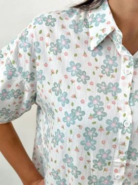 شومیز طرح گل آبی