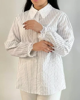 شومیز راه راه سفید کد 5464