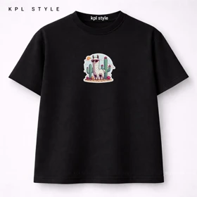 تیشرت باکسی طرح لاما 100٪ پنبه | کد 1390