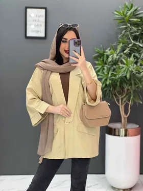 مانتو یقه مثلثی تک دکمه