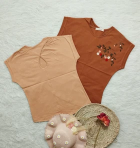 تیشرت گلدوزی پشت اشکی زنانه کد 403016