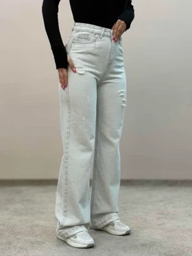 شلوار جین نیمبگ طوسی 5658