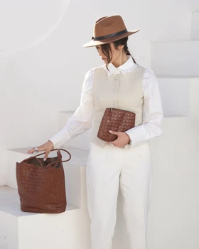 کیف چرم حصیر بافت 50130