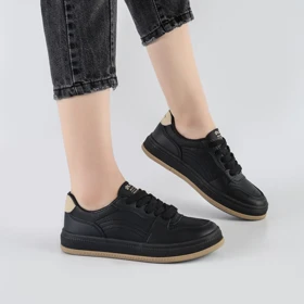 کفش اسپرت و راحتی زنانه و دخترانه مدل میو میو MIU رنگ مشکی کرم کد M522