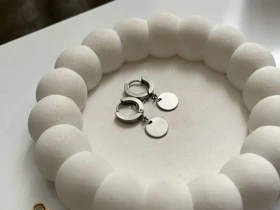 گوشواره حلقه‌ای پولکی استیل