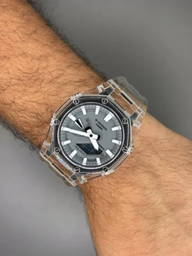 ساعت مچی کاسیو جی-شاک بند شیشه ای صفحه طوسی Casio G-SHOCK