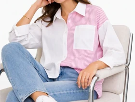 شومیز زنانه نخ کتان راه راه وارداتی