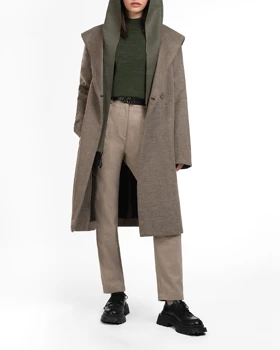 پالتو کلاه دار بلند زنانه کد L1001