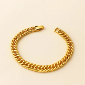 دستبند زنانه ژوپینگ مدل زنجیری استیل رنگ طلایی 8 میل