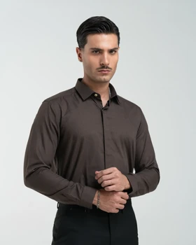 ام کی کالکشن پیراهن آستین بلند mk-2028-brown