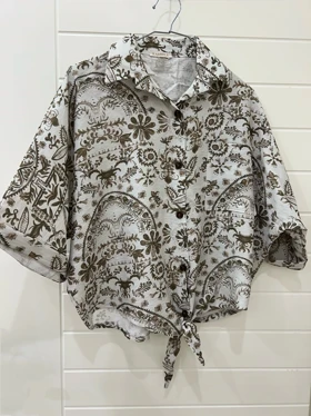 شومیز گره‌ای طرح دار بته جقه کد12