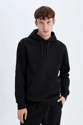 سویشرت ساده ساده کلاهدار معمولی با جیب مشکی و داخل آن X8283az24au X8283AZ24AU