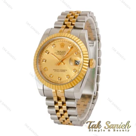 ساعت رولکس مردانه دورنگ طلایی صفحه طلایی اتوماتیک Rolex-5352-G