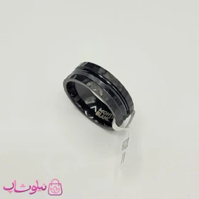 انگشتر مردانه مون بلان مدل خط‌دار مشکی کد 460