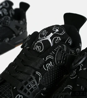 کفش کتانی ساق‌دار مردانه و زنانه مشکی Jordan 4 x Kaws مدل 6886