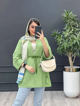 مانتو لینن جیب سگک دار