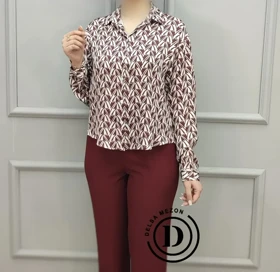 شومیز طرح دار ثمین 3002