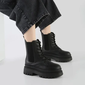 بوت و نیم بوت زنانه و دخترانه مدل بندی بغل کش رنگ مشکی کد M676