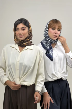 شومیز حریر ژاکلین جلو گره‌ای