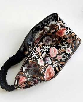 هدبند گلدوزی شقایق مشکی