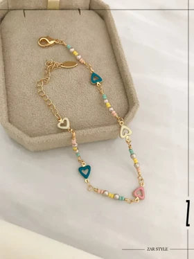 پابند میناکاری قلبی و مهره‌دار