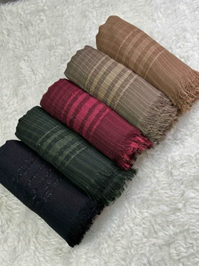 روسری نخی حاشیه لمه در رنگبندی (نسکافه ای)